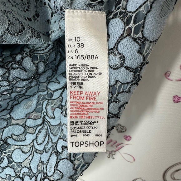 Topshop dress lace blue black mock neck floral flowers formal summer classic - Picture 5 of 5